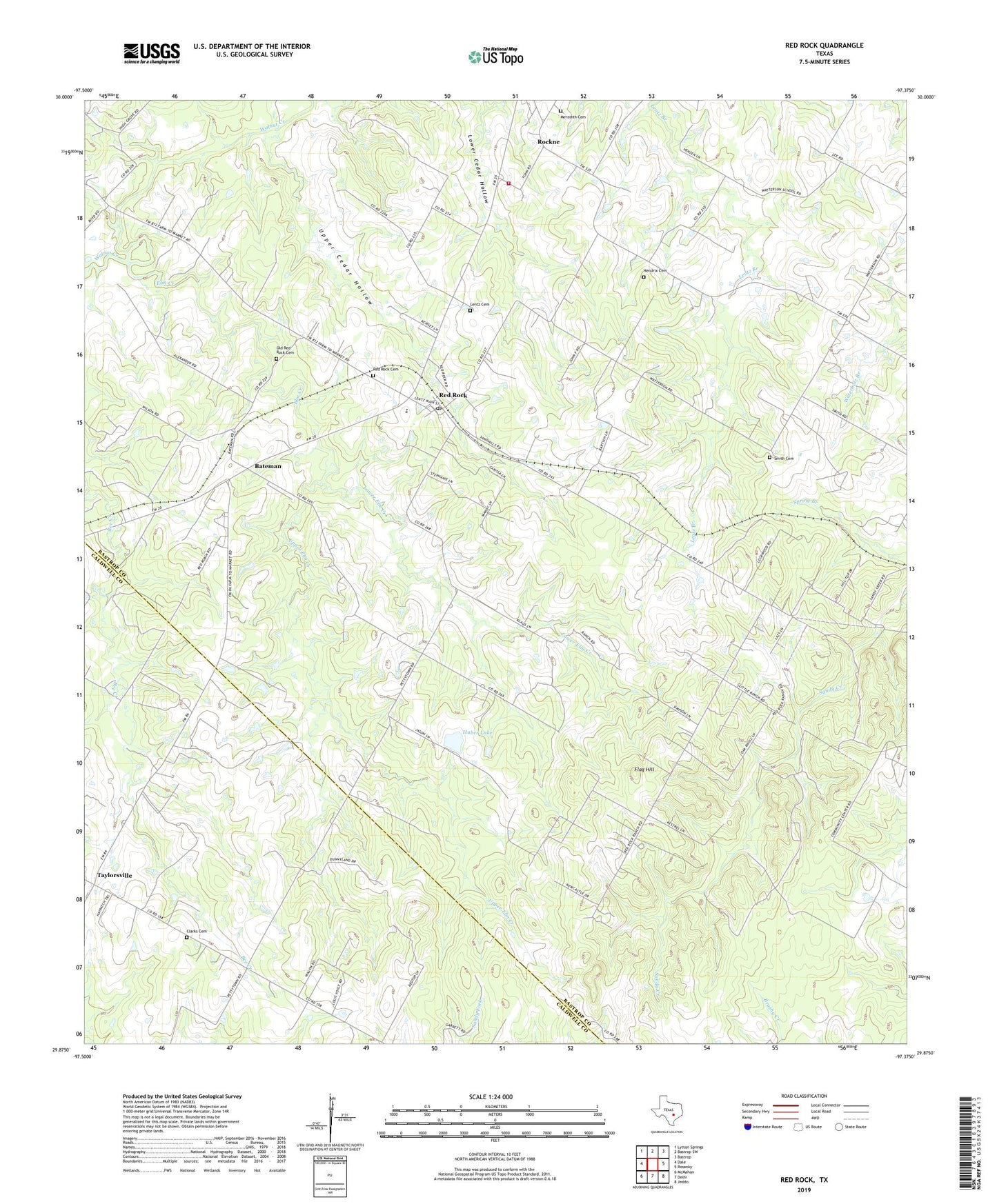 Red Rock Texas US Topo Map Image