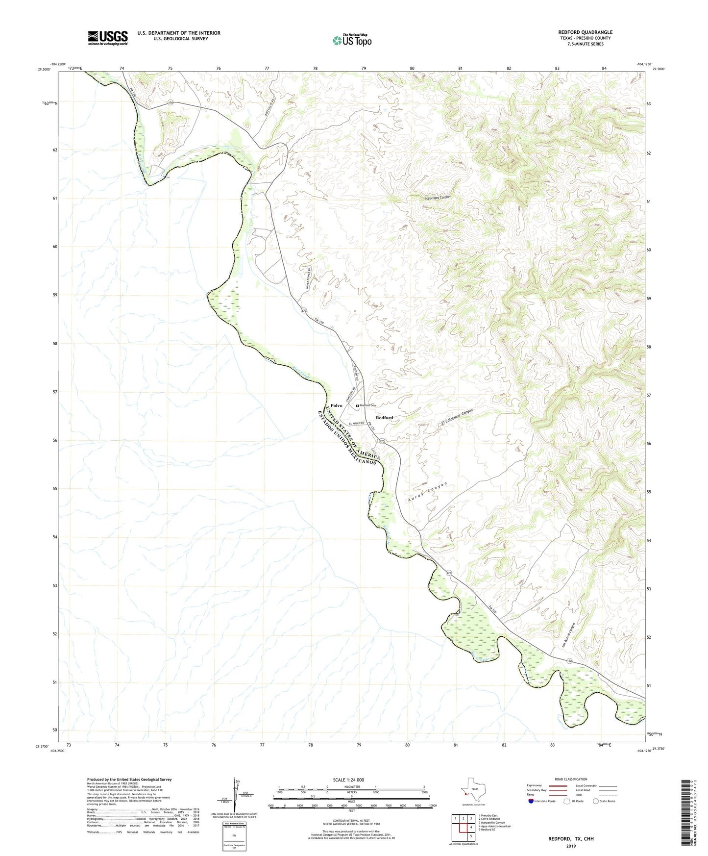 Redford Texas US Topo Map Image