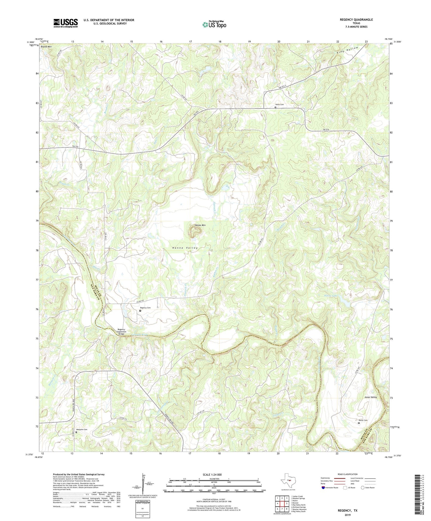 Regency Texas US Topo Map Image