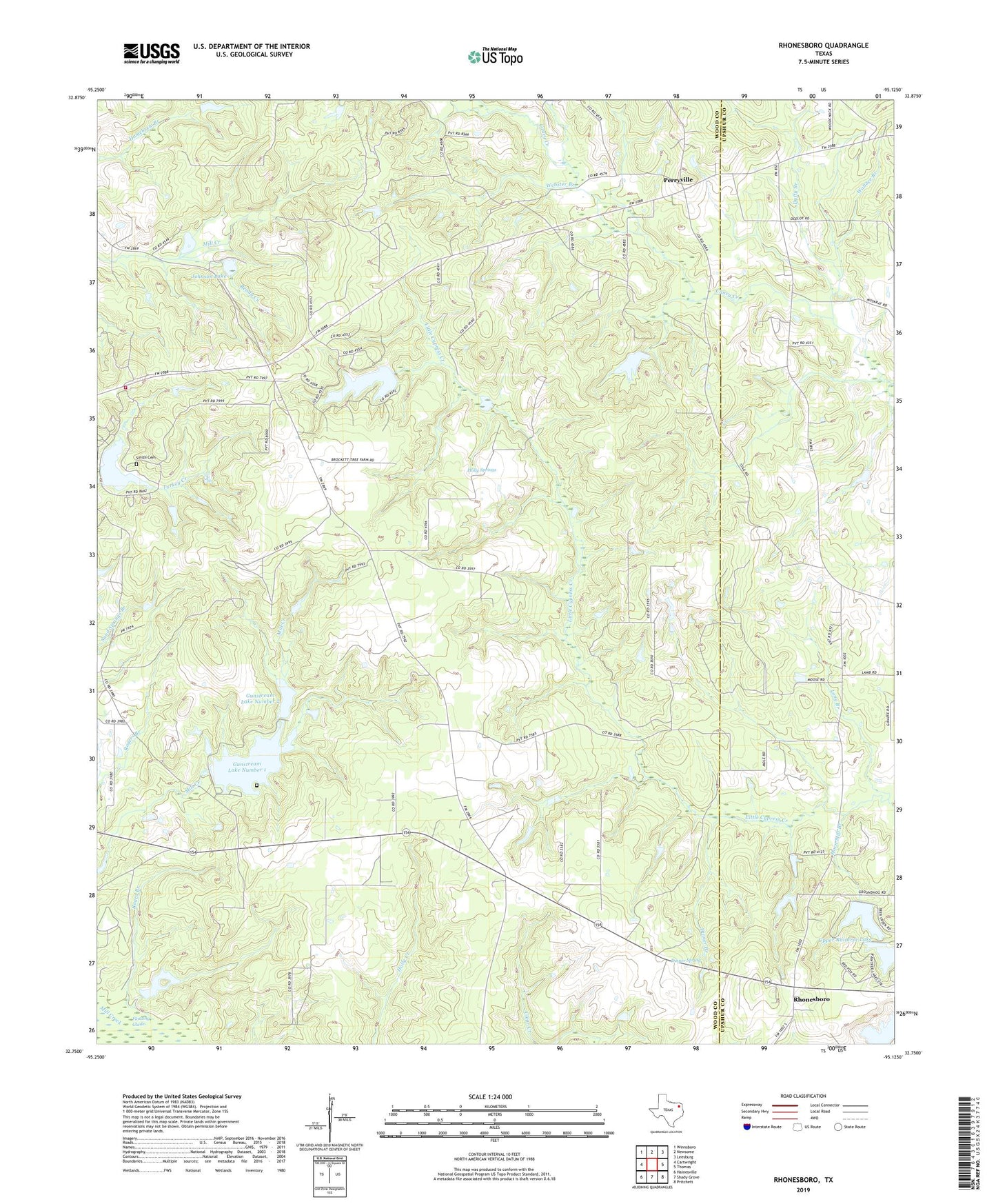 Rhonesboro Texas US Topo Map Image