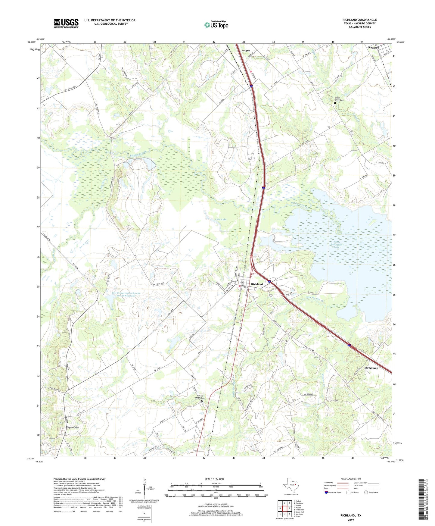 Richland Texas US Topo Map Image