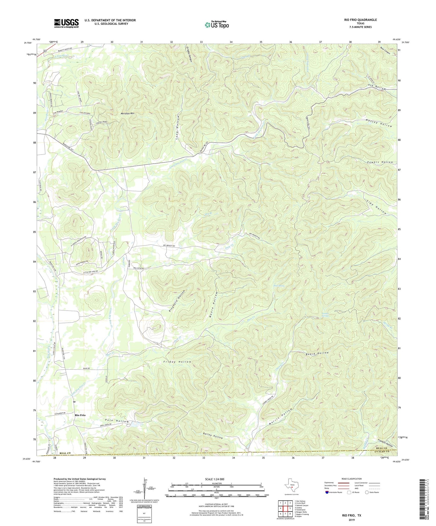 Rio Frio Texas US Topo Map Image