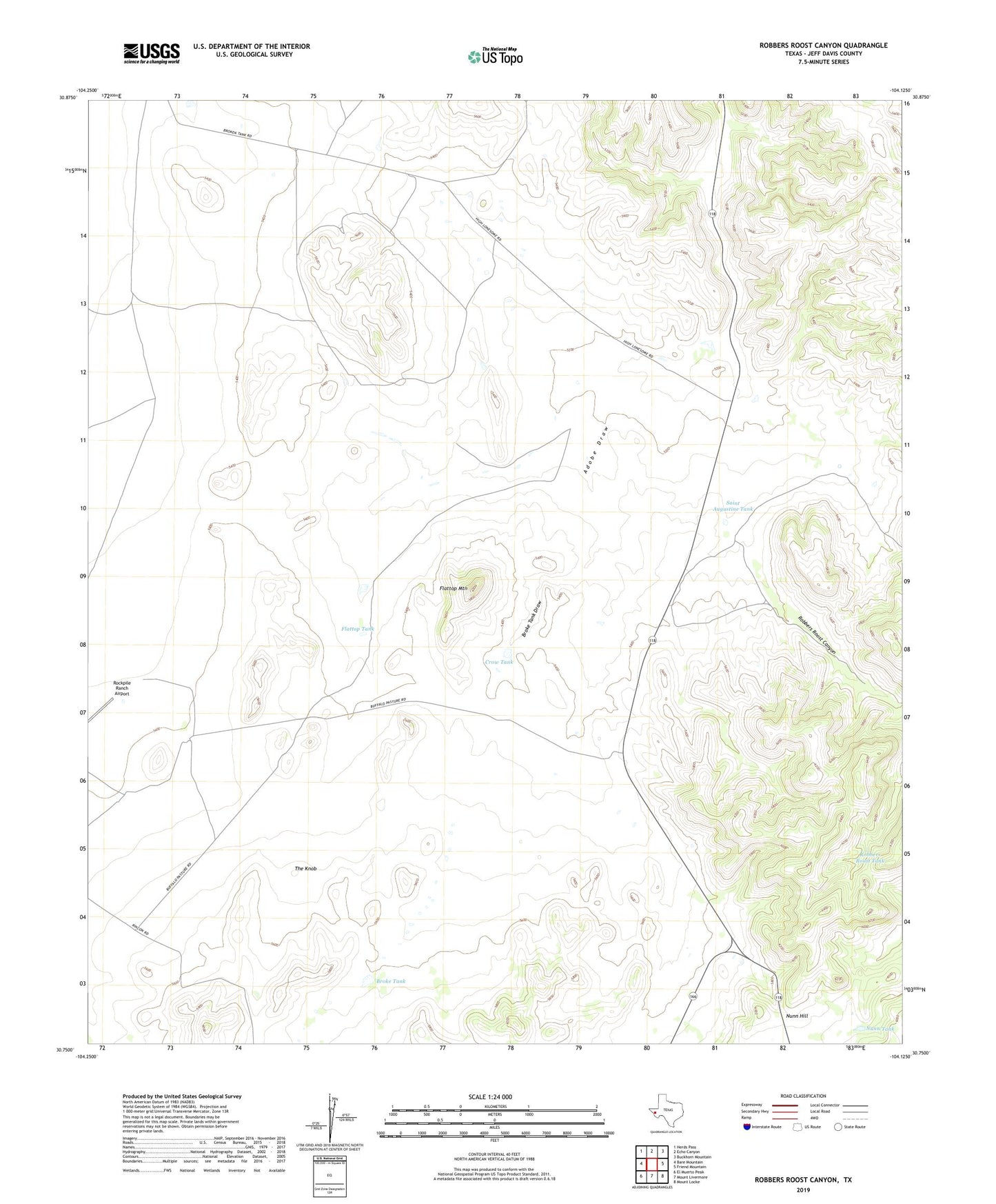 Robbers Roost Canyon Texas US Topo Map Image