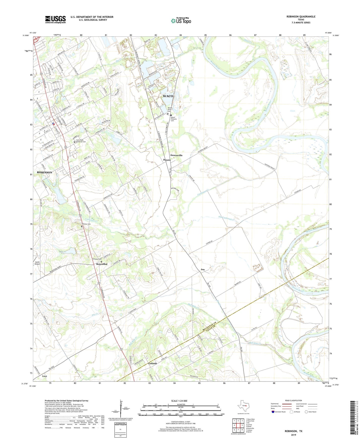 Robinson Texas US Topo Map Image