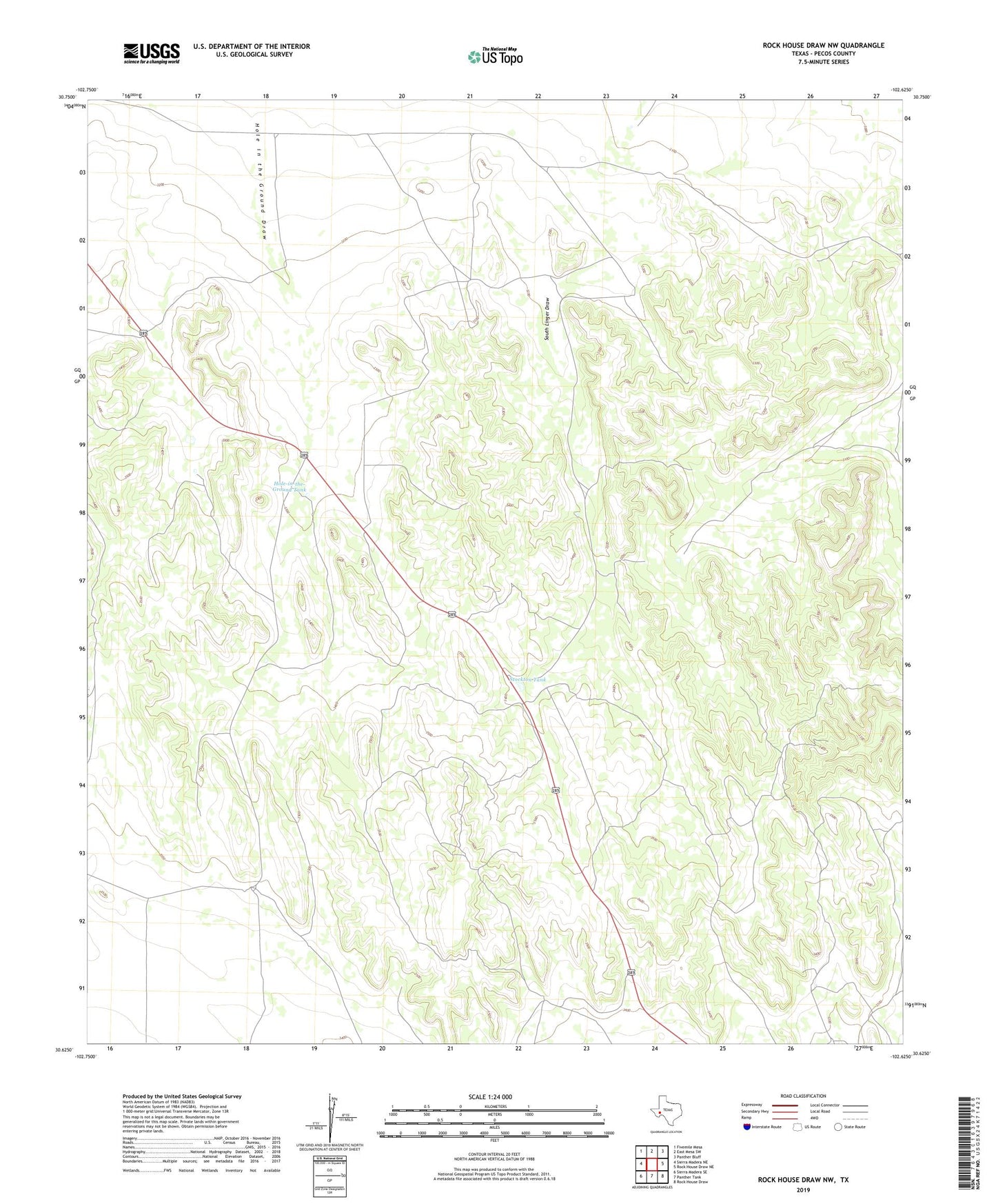 Rock House Draw NW Texas US Topo Map Image