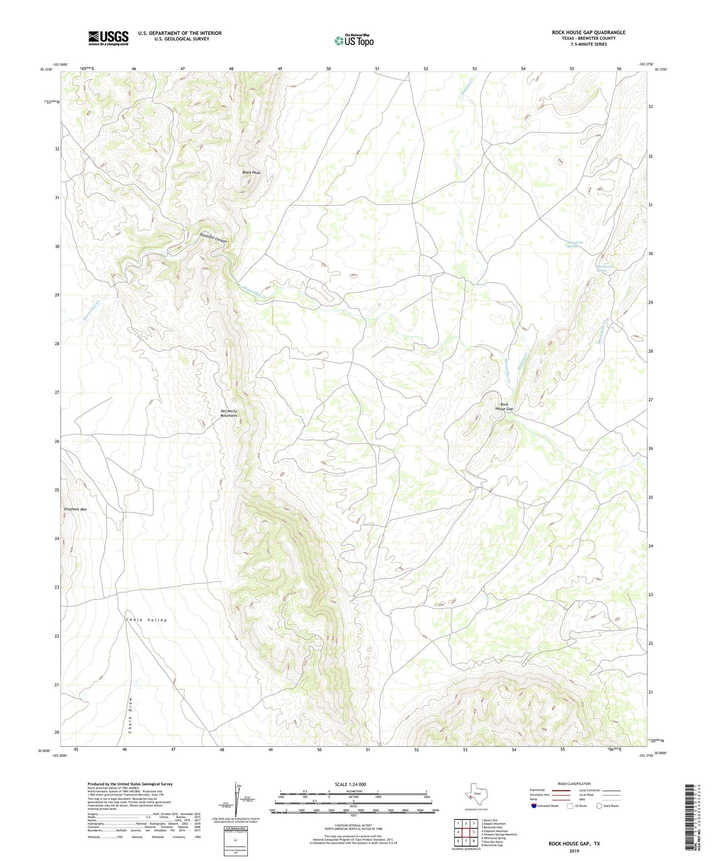 Rock House Gap Texas US Topo Map Image