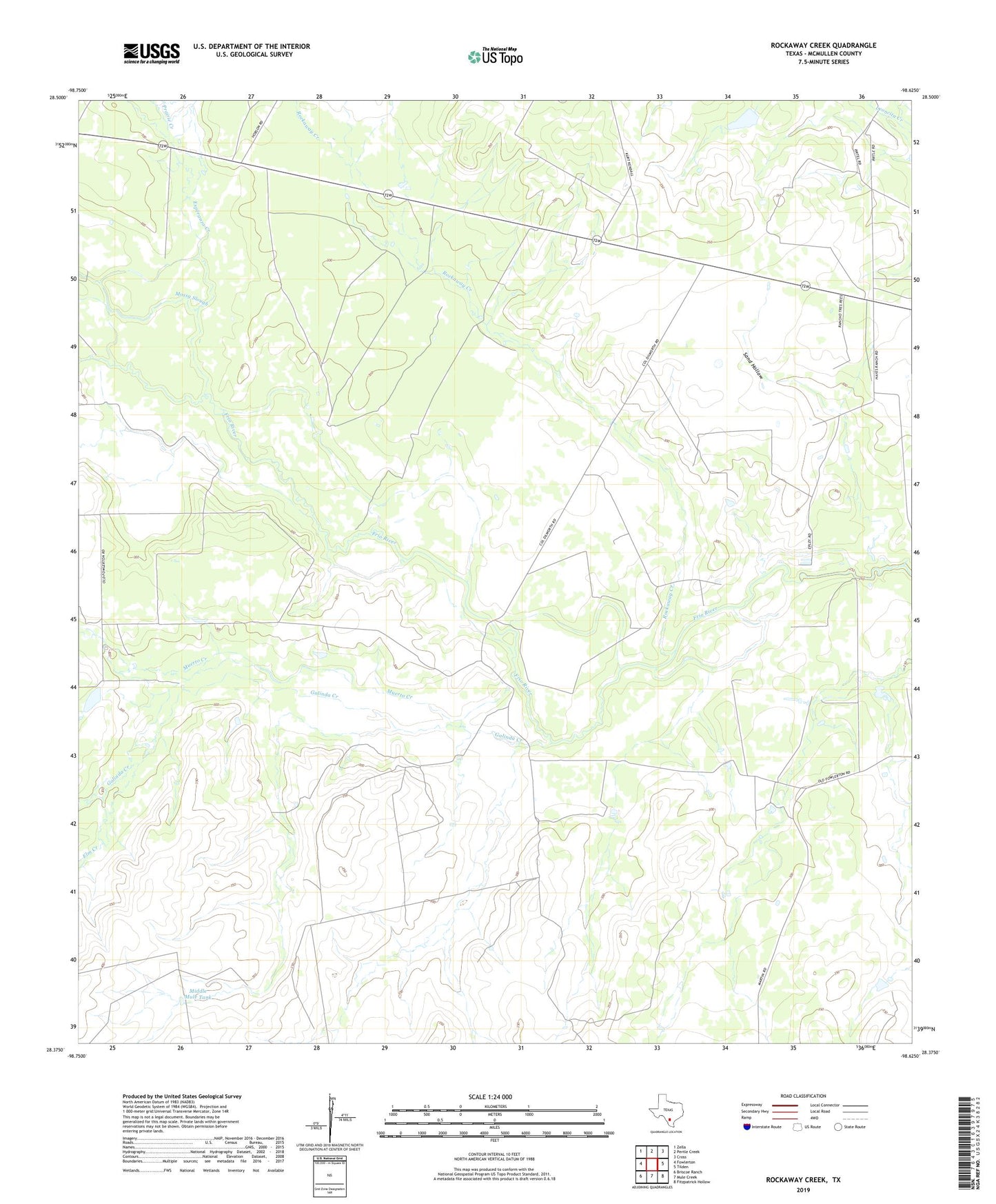 Rockaway Creek Texas US Topo Map Image