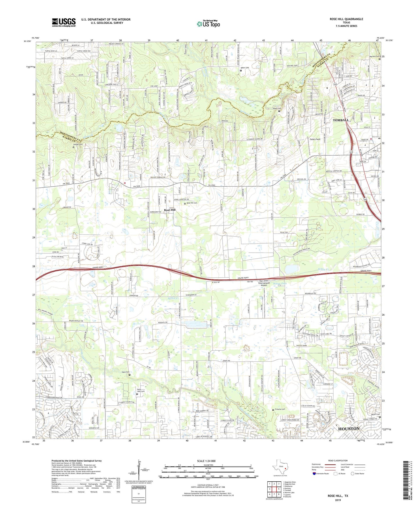 Rose Hill Texas US Topo Map Image
