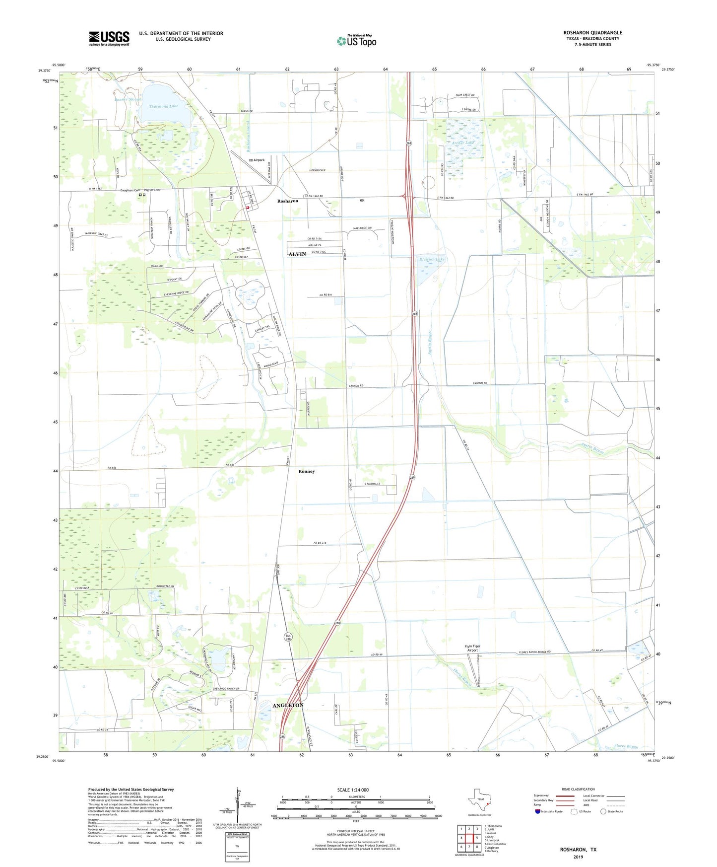 Rosharon Texas US Topo Map Image