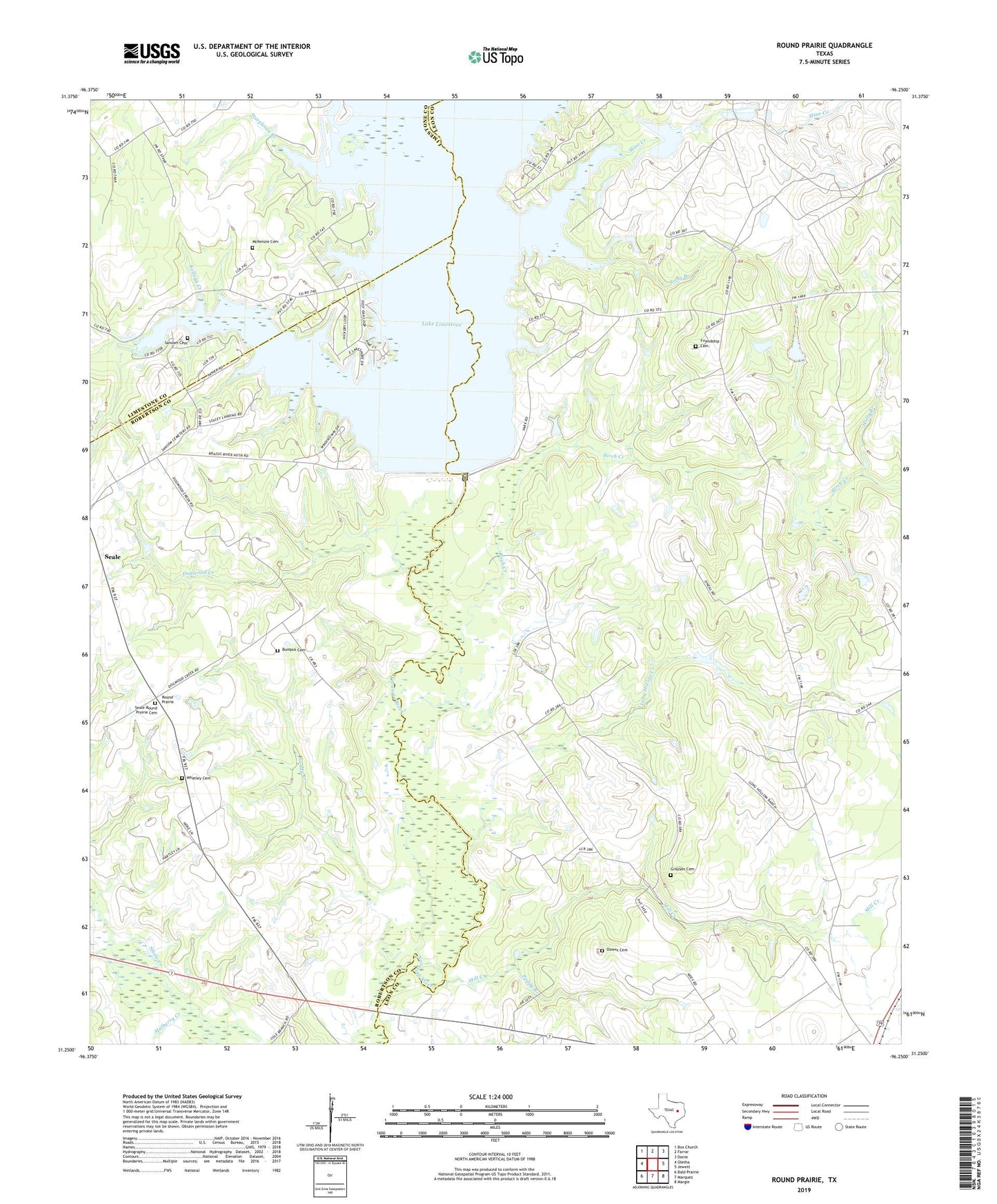 Round Prairie Texas US Topo Map Image
