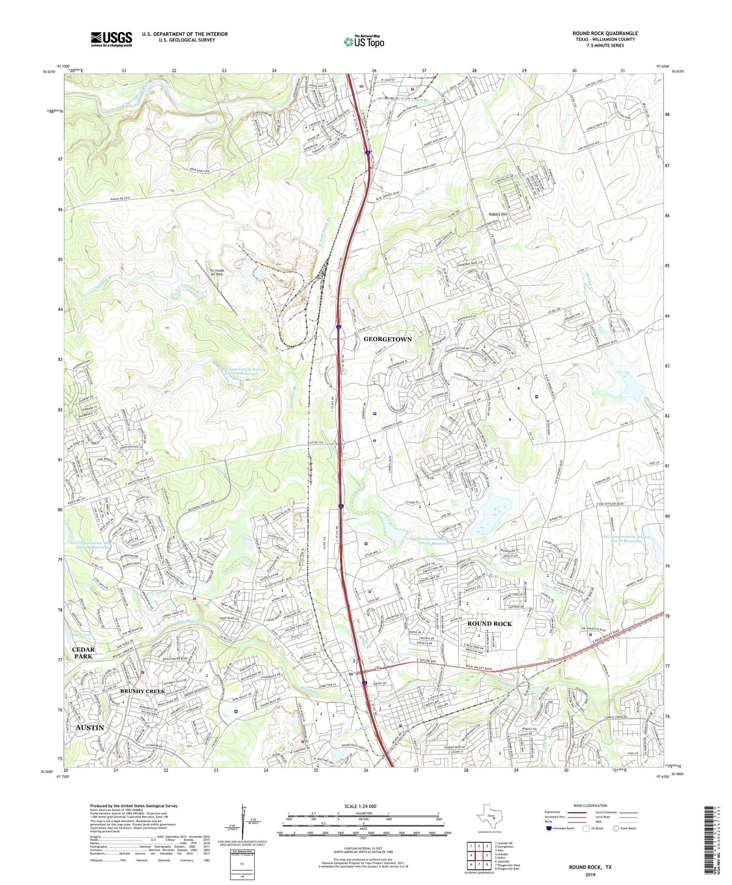 Round Rock Texas US Topo Map Image