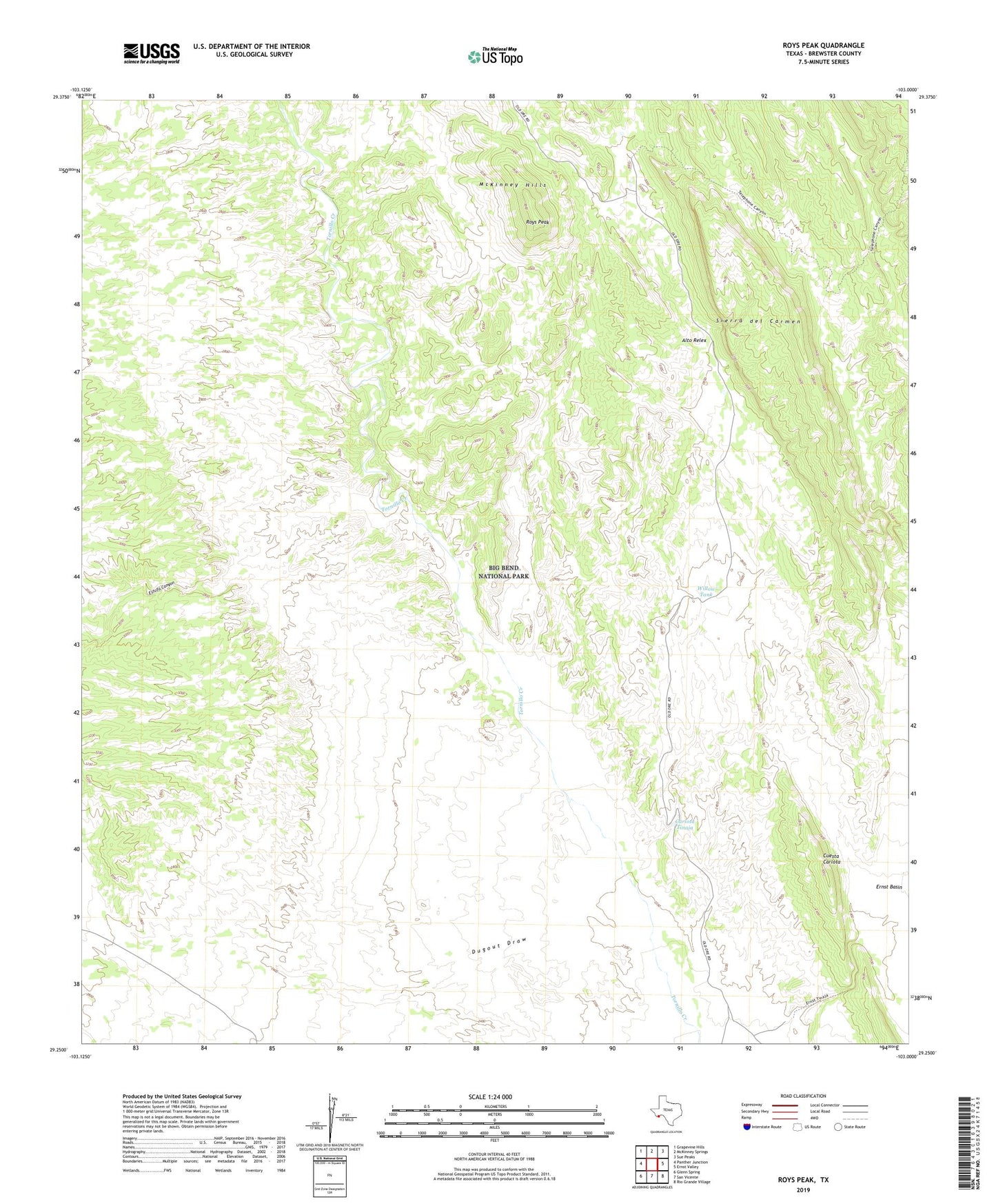 Roys Peak Texas US Topo Map Image