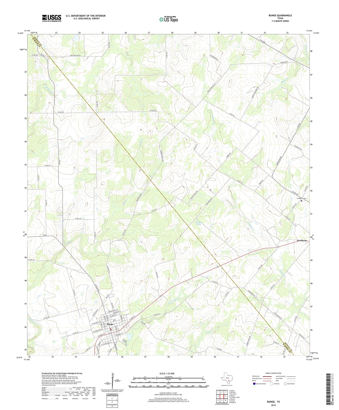 Runge Texas US Topo Map Image