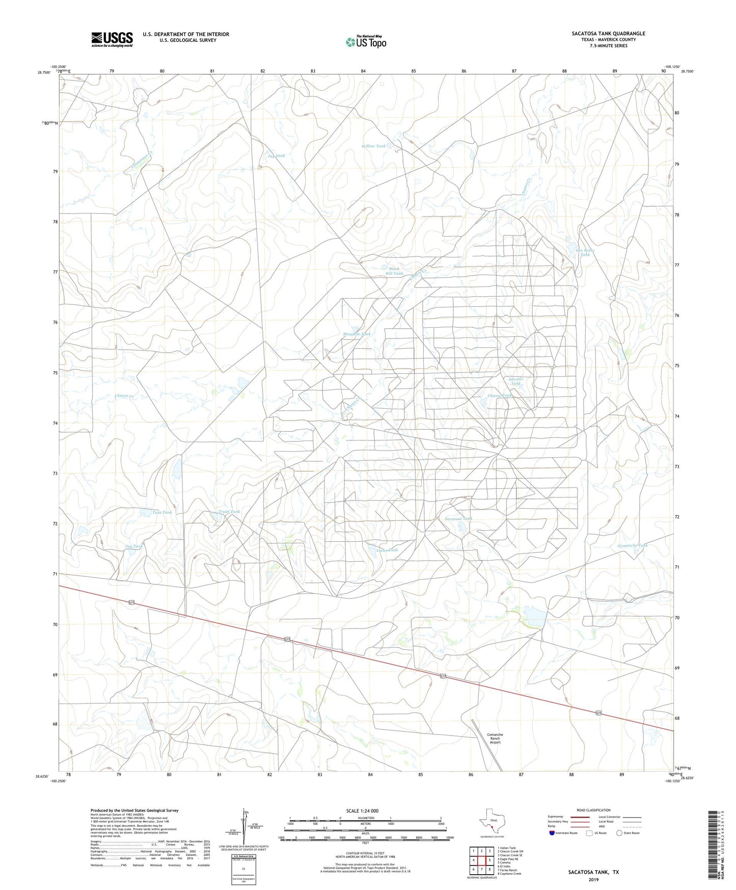 Sacatosa Tank Texas US Topo Map Image