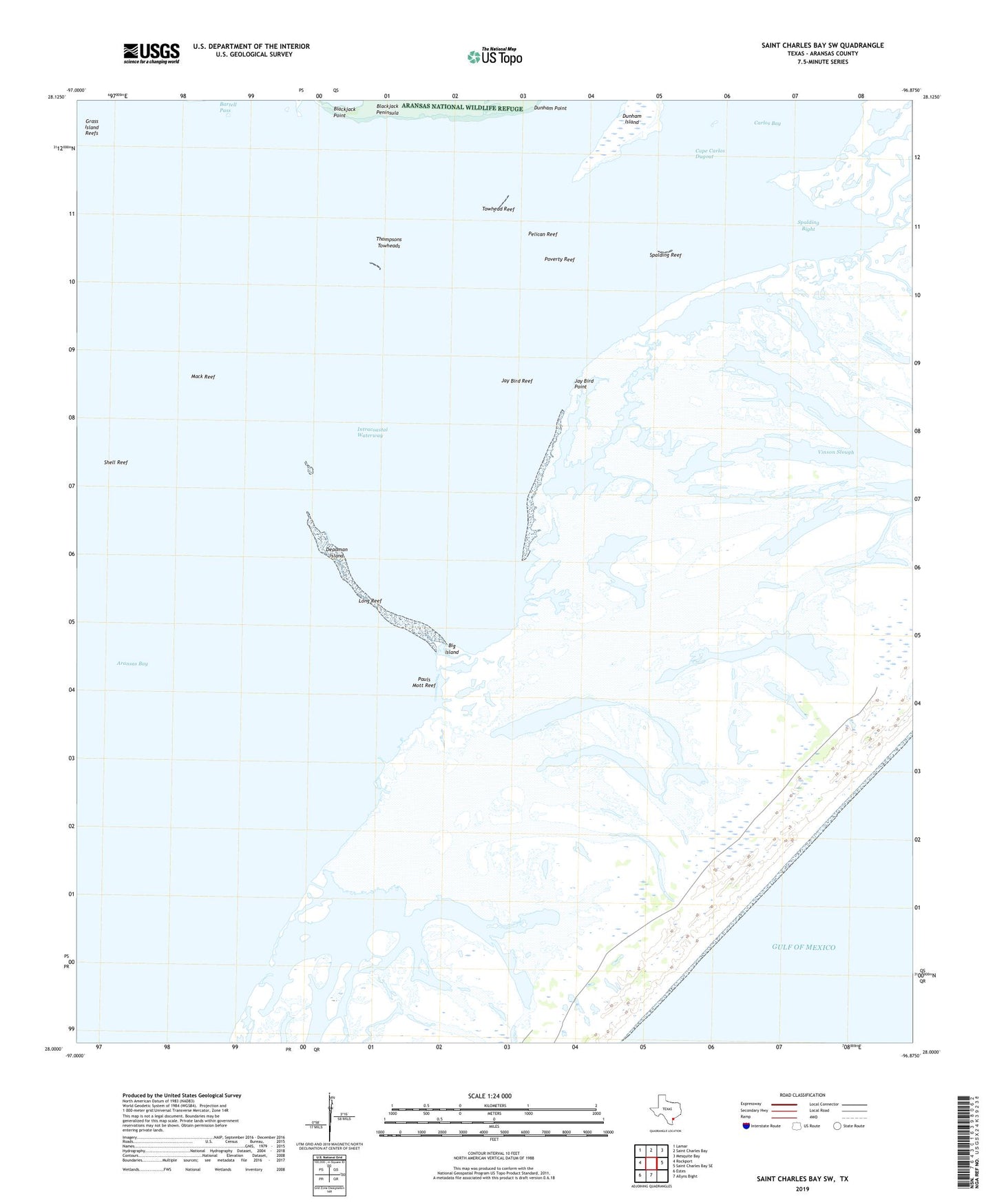 Saint Charles Bay SW Texas US Topo Map Image