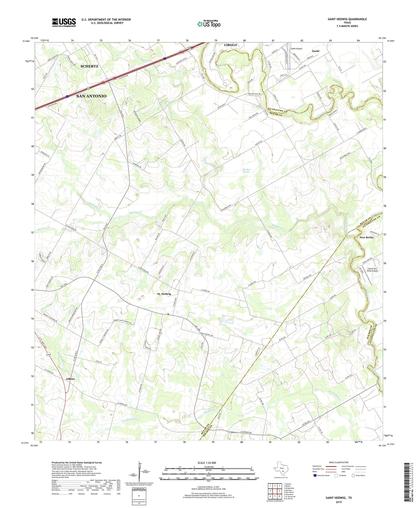 Saint Hedwig Texas US Topo Map Image