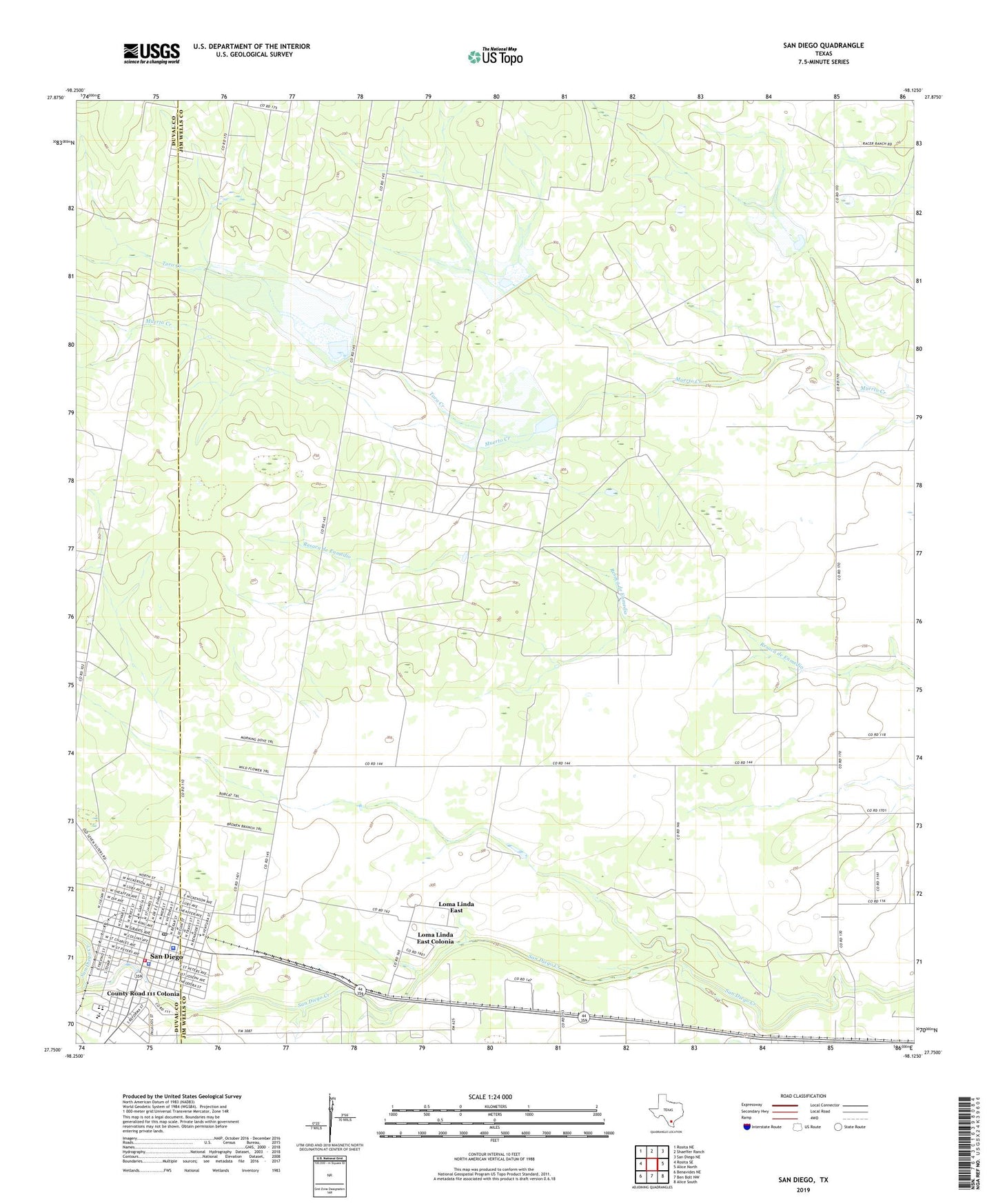 San Diego Texas US Topo Map Image