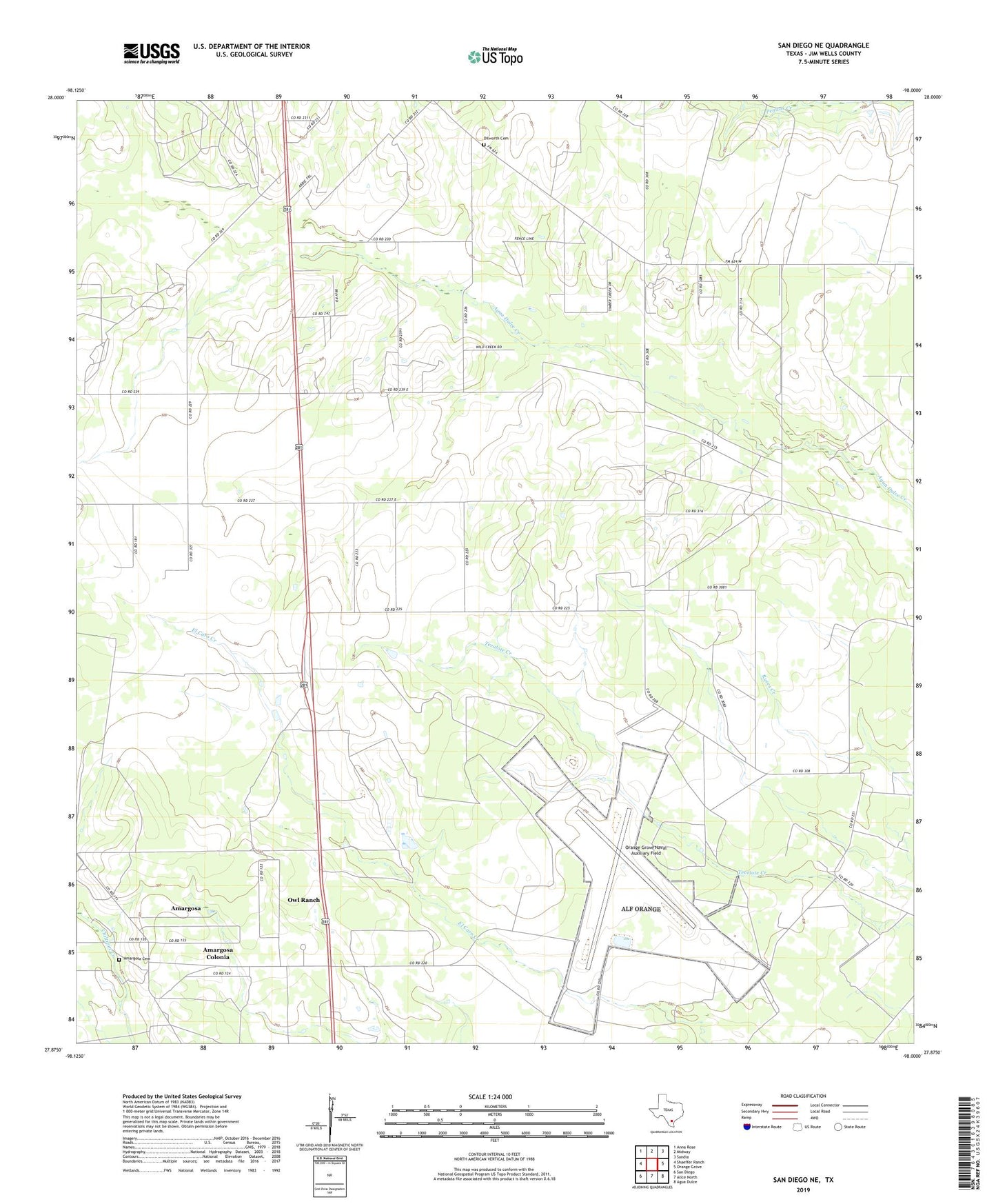 San Diego NE Texas US Topo Map Image