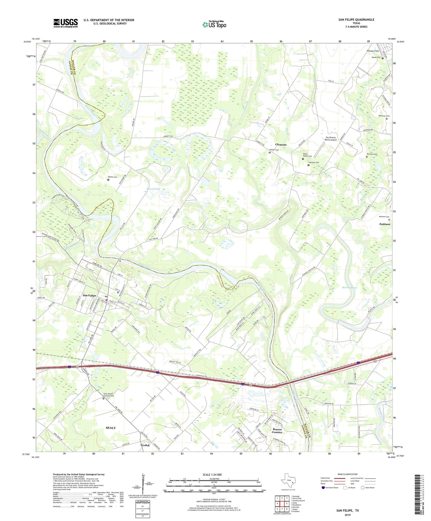 San Felipe Texas US Topo Map Image