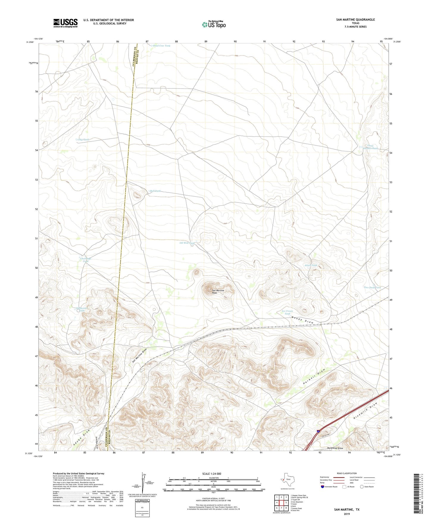 San Martine Texas US Topo Map Image