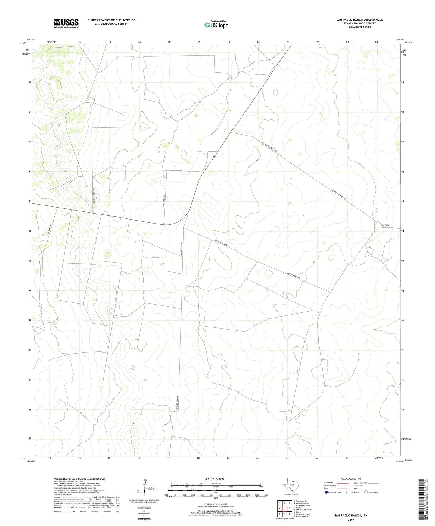 San Pablo Ranch Texas US Topo Map Image