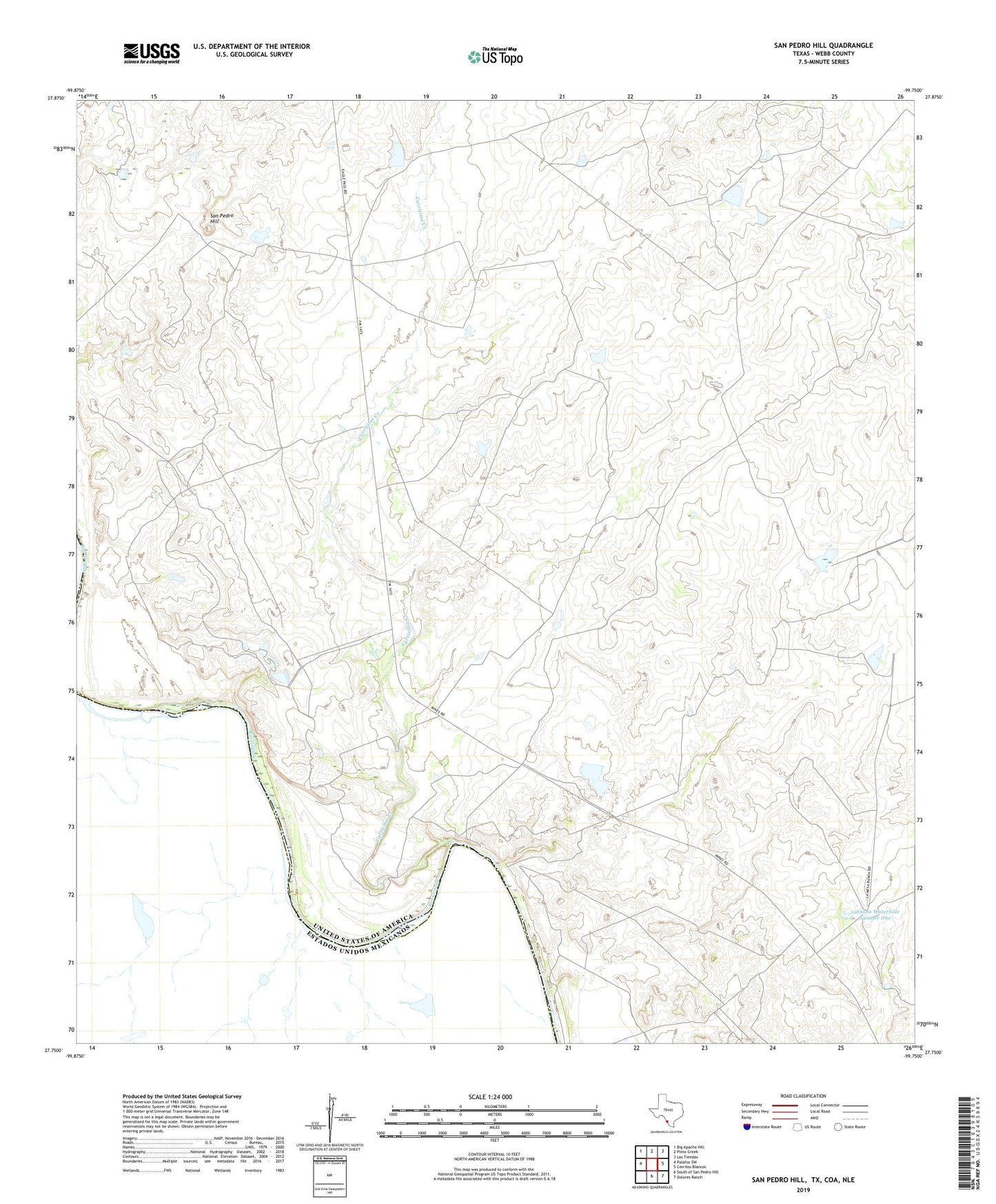 San Pedro Hill Texas US Topo Map Image