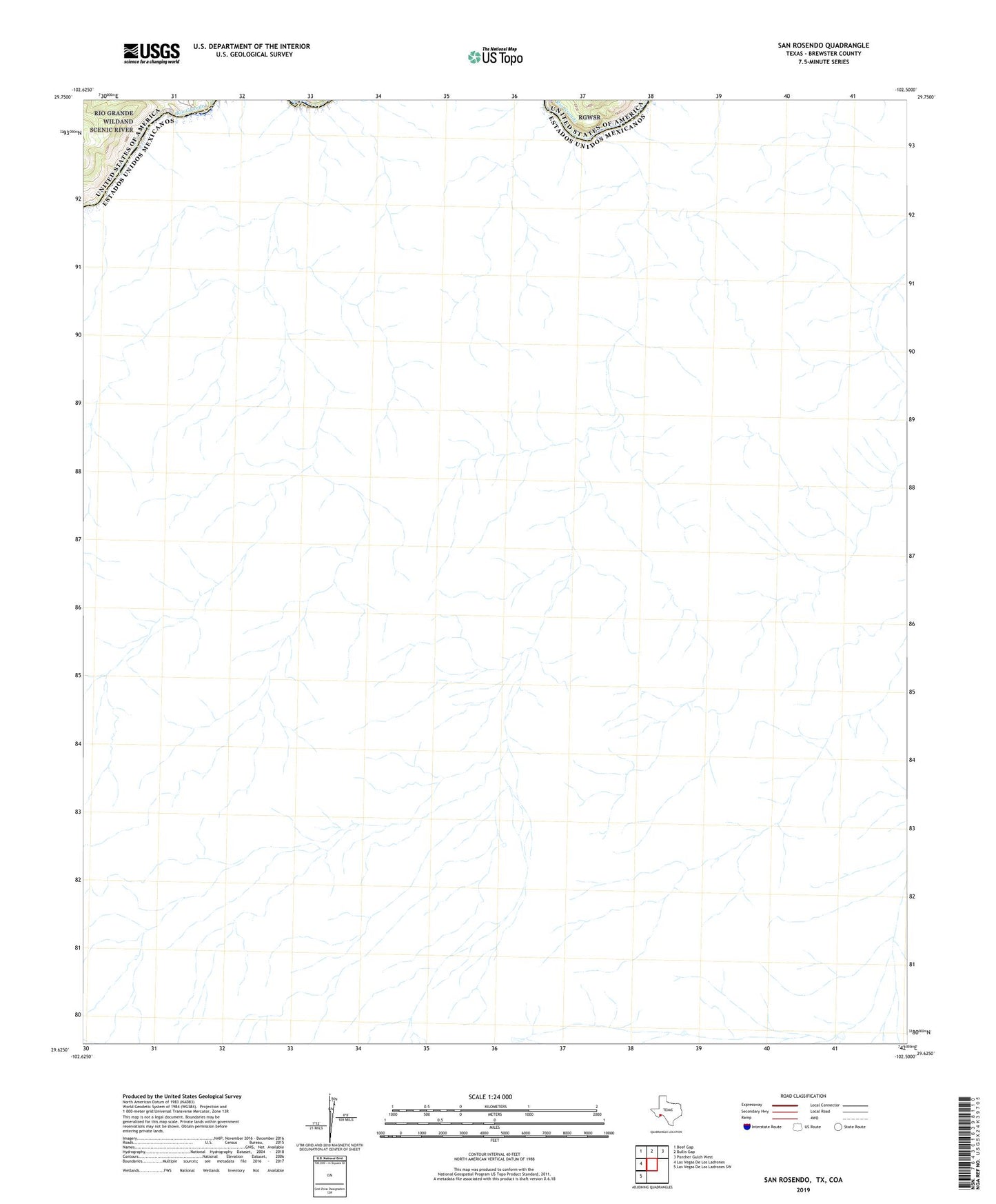 San Rosendo Texas US Topo Map Image