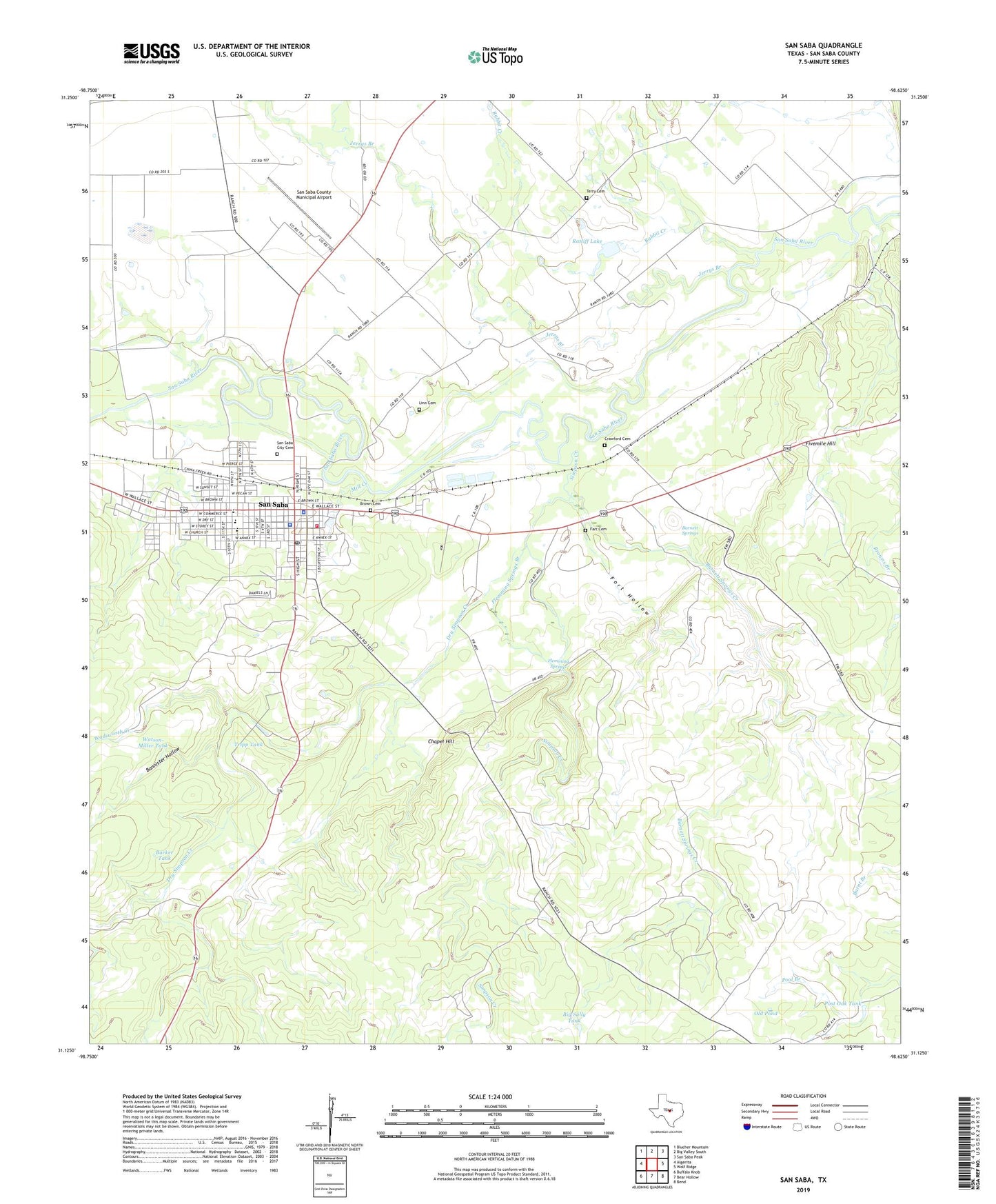 San Saba Texas US Topo Map Image