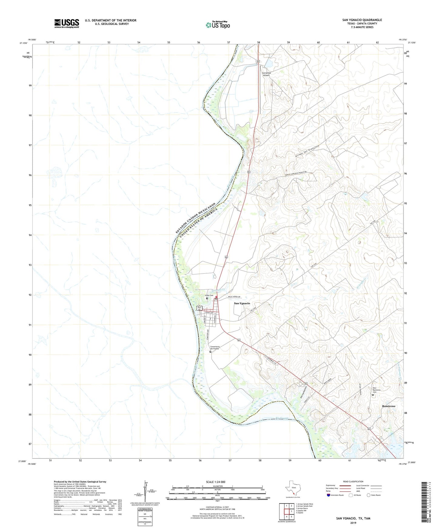 San Ygnacio Texas US Topo Map Image