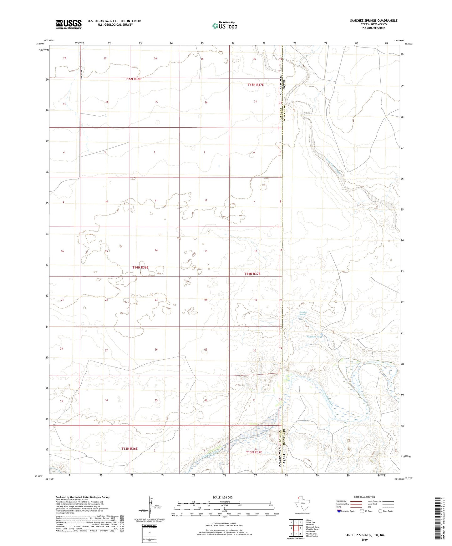 Sanchez Springs Texas US Topo Map Image