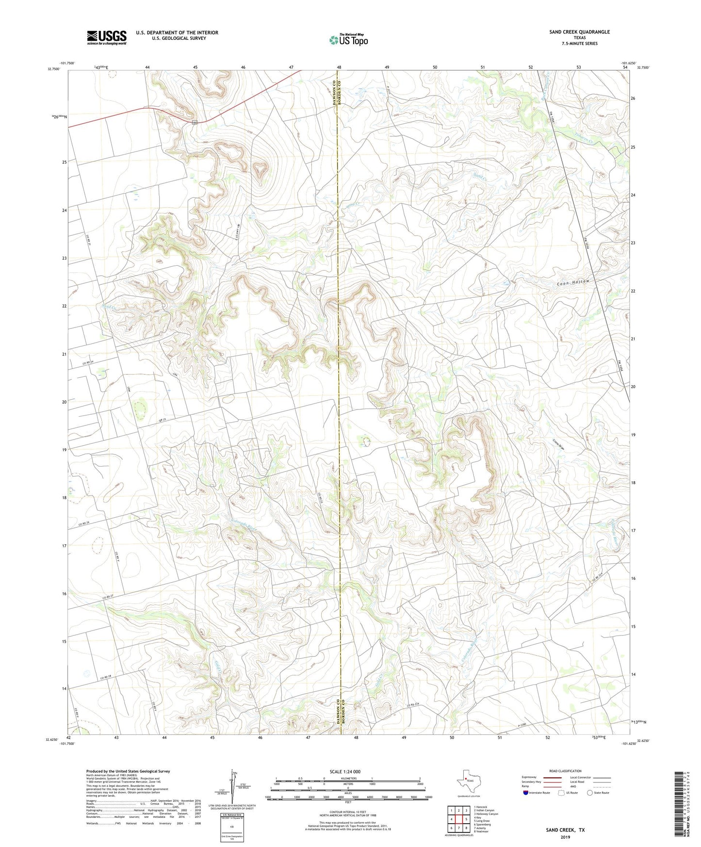 Sand Creek Texas US Topo Map Image