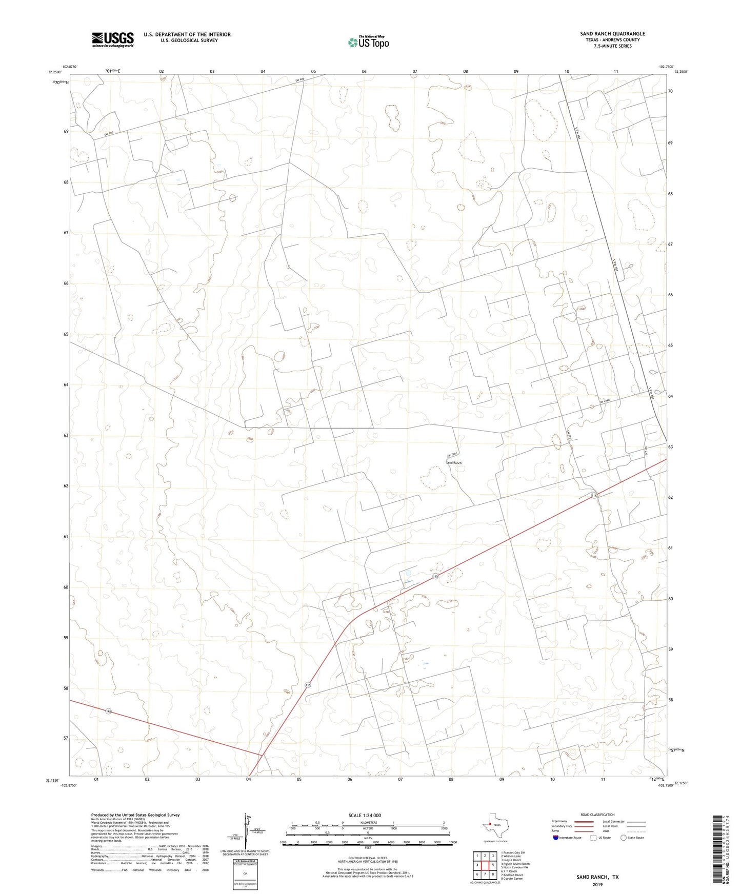 Sand Ranch Texas US Topo Map Image