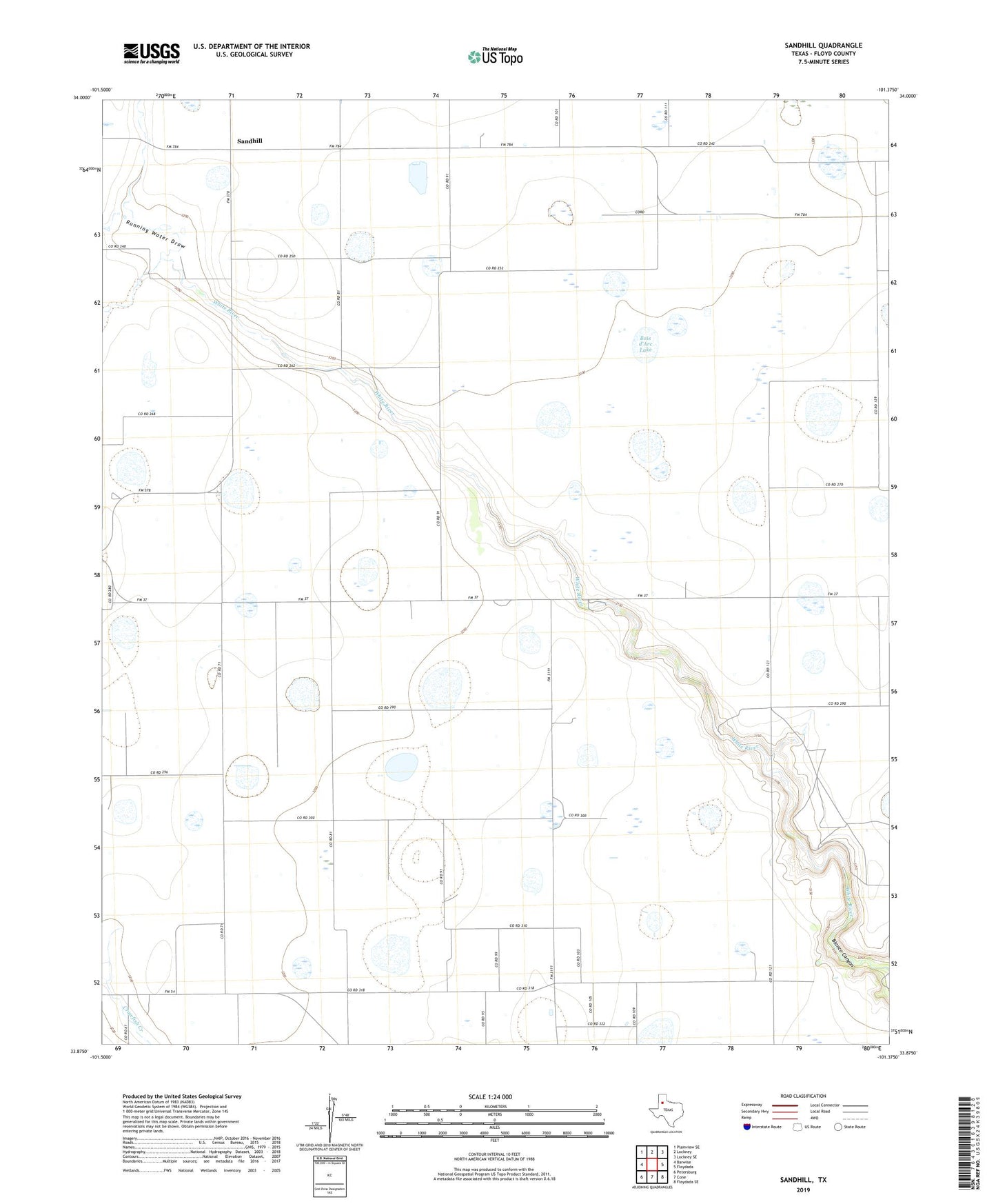 Sandhill Texas US Topo Map Image