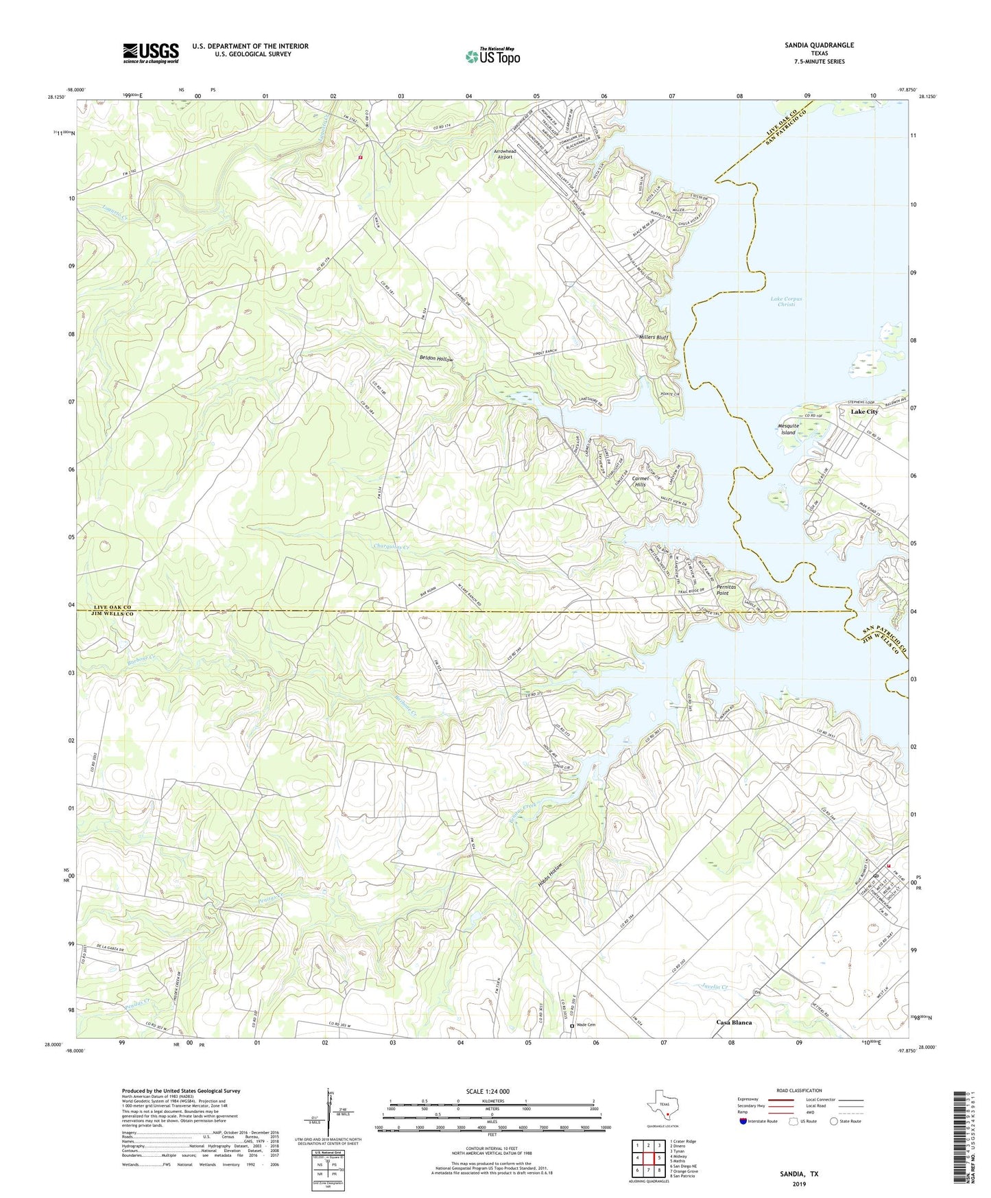 Sandia Texas US Topo Map Image
