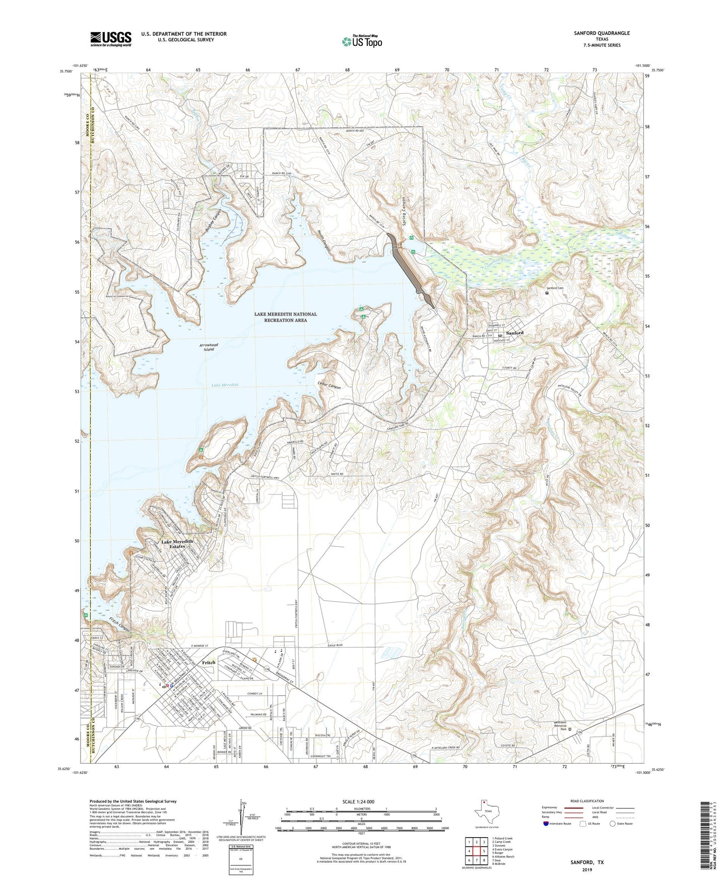 Sanford Texas US Topo Map Image