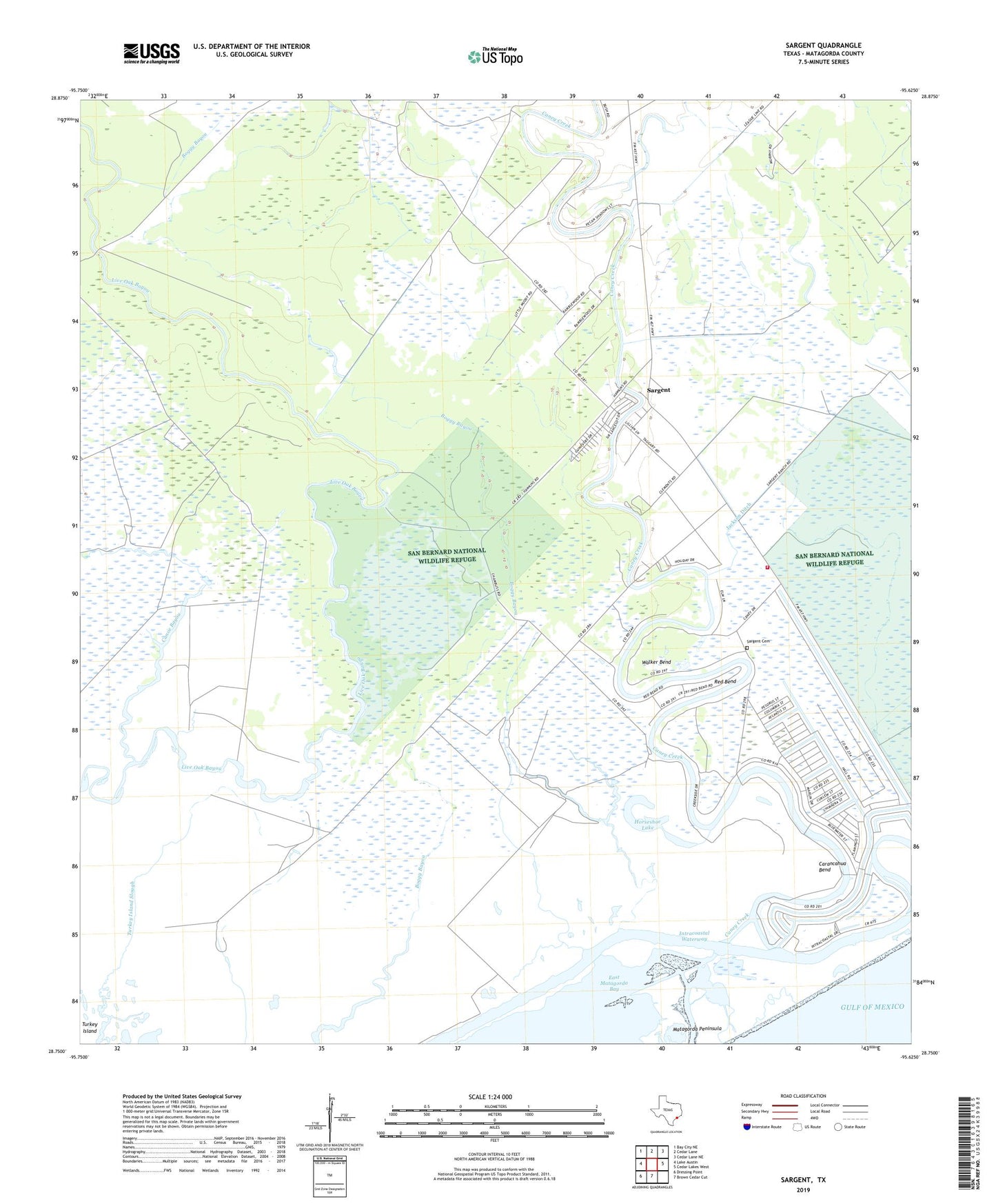 Sargent Texas US Topo Map Image