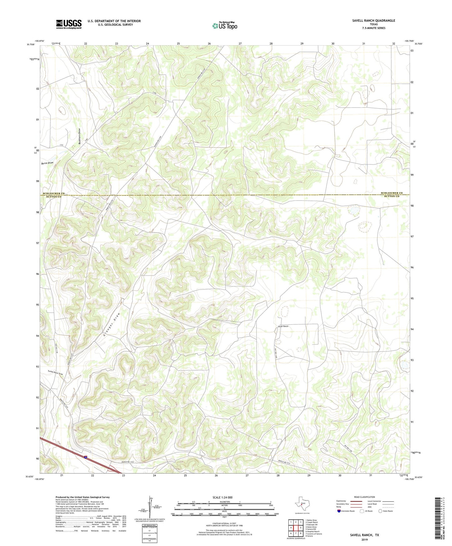 Savell Ranch Texas US Topo Map Image