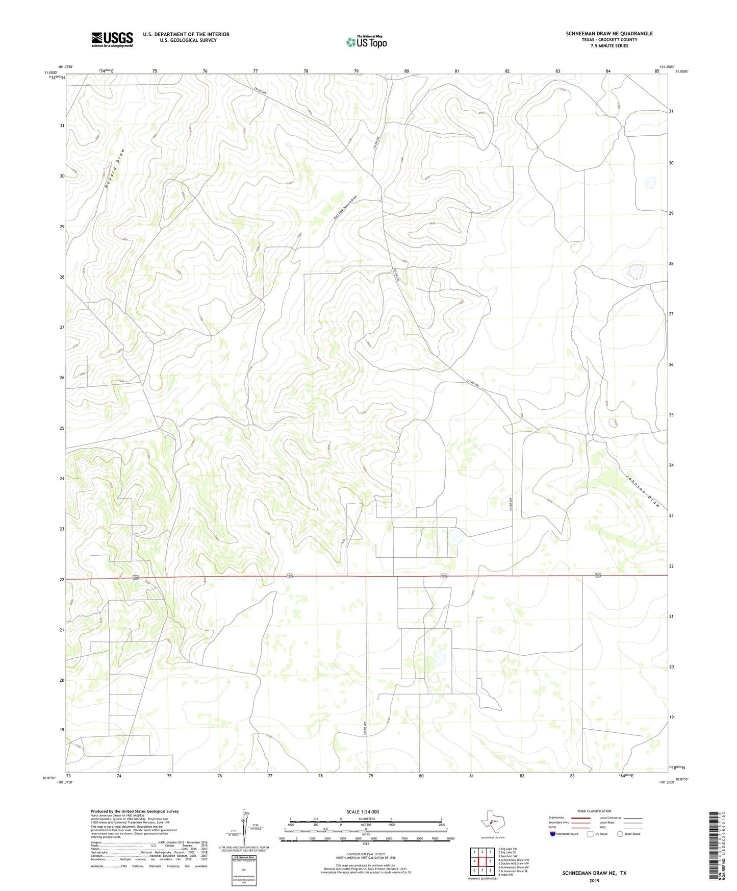 Schneeman Draw NE Texas US Topo Map Image