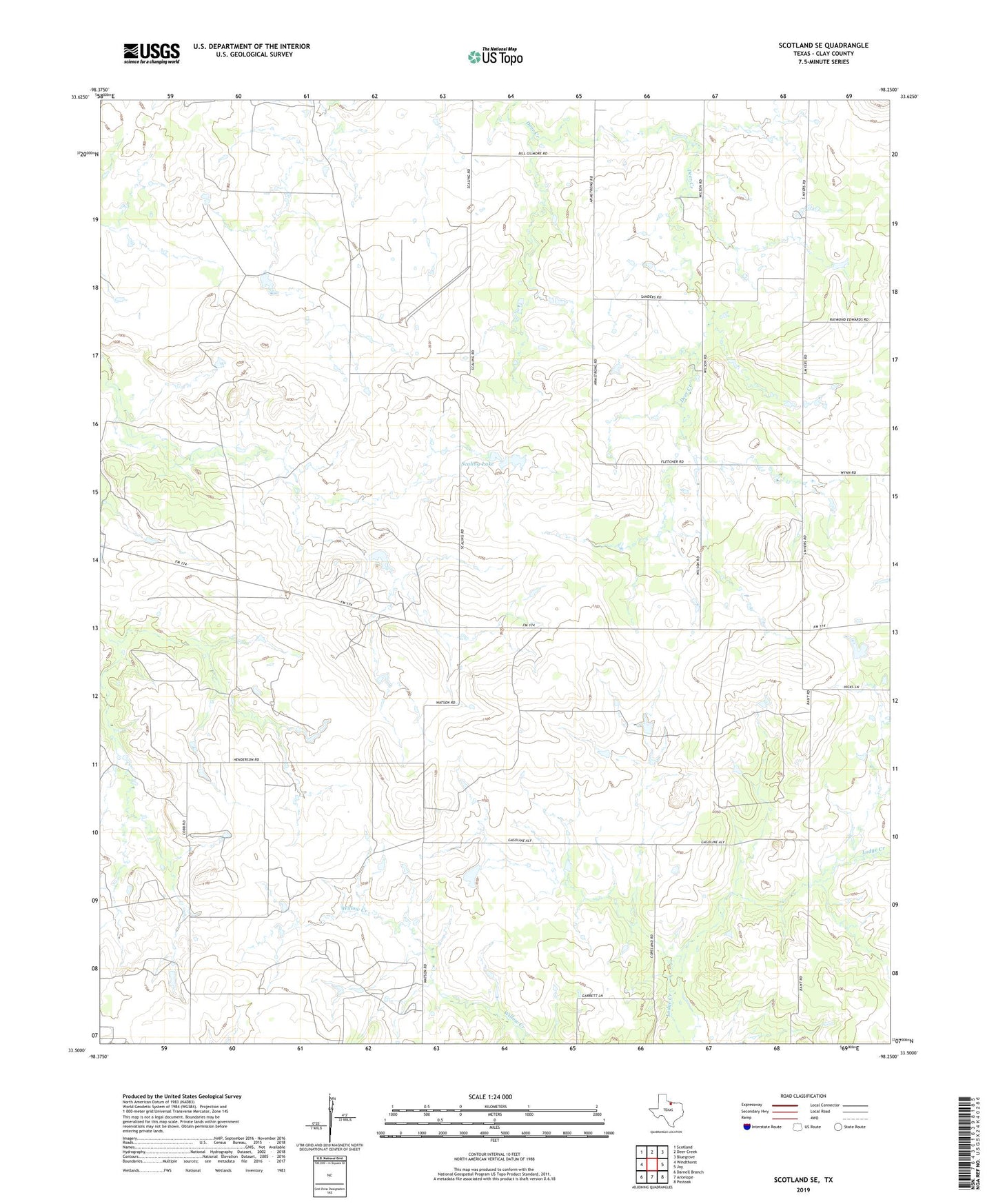 Scotland SE Texas US Topo Map Image