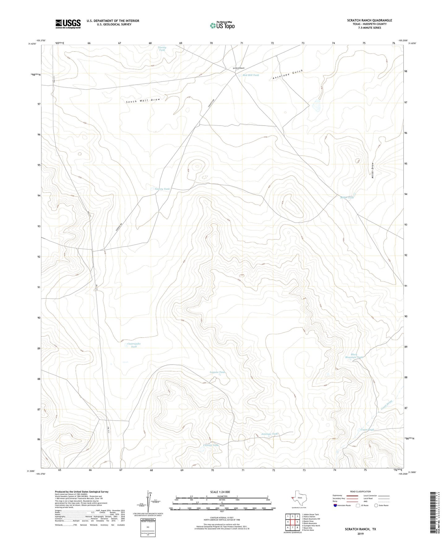 Scratch Ranch Texas US Topo Map Image