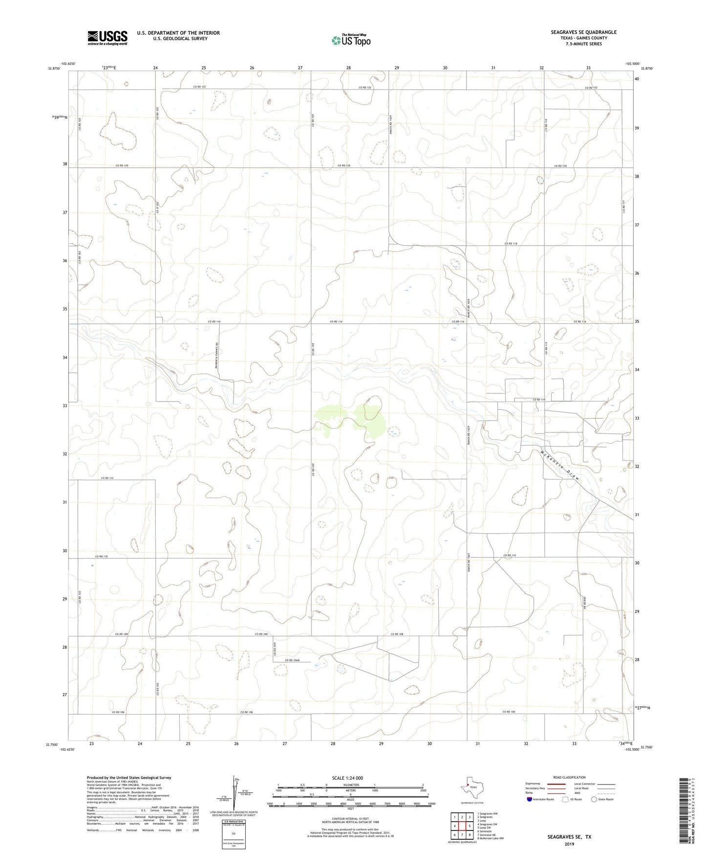 Seagraves SE Texas US Topo Map Image