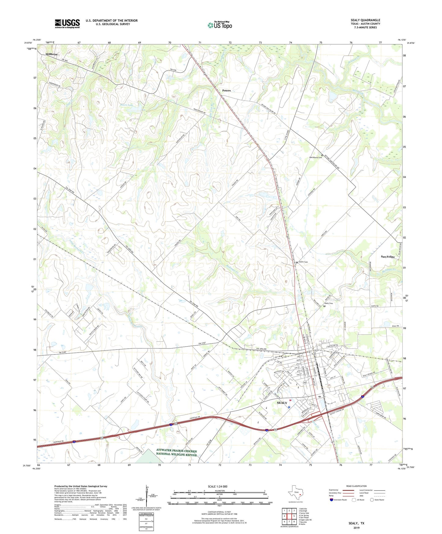 Sealy Texas US Topo Map Image