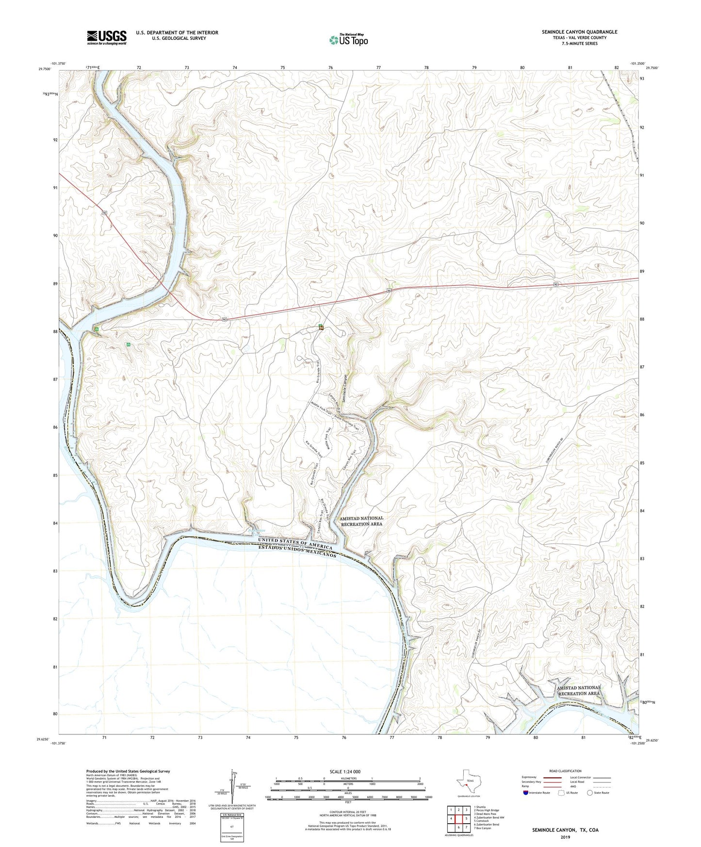 Seminole Canyon Texas US Topo Map Image