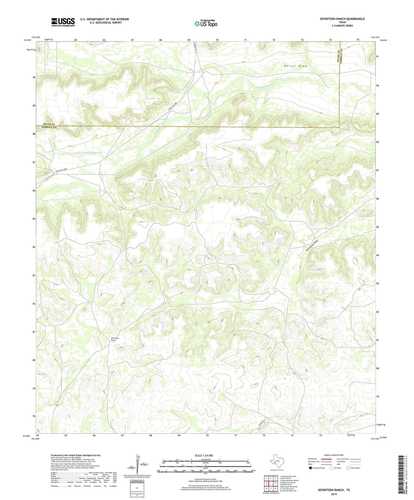 Seventeen Ranch Texas US Topo Map Image