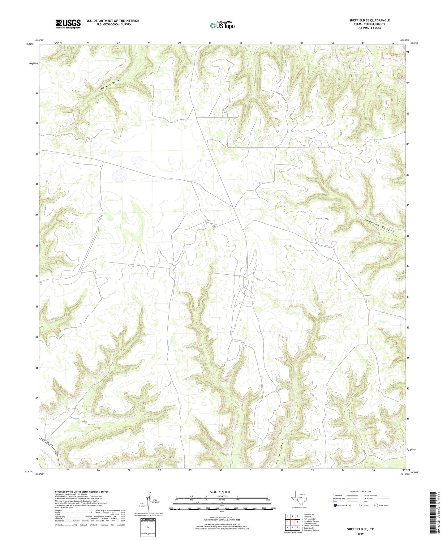 Sheffield SE Texas US Topo Map Image