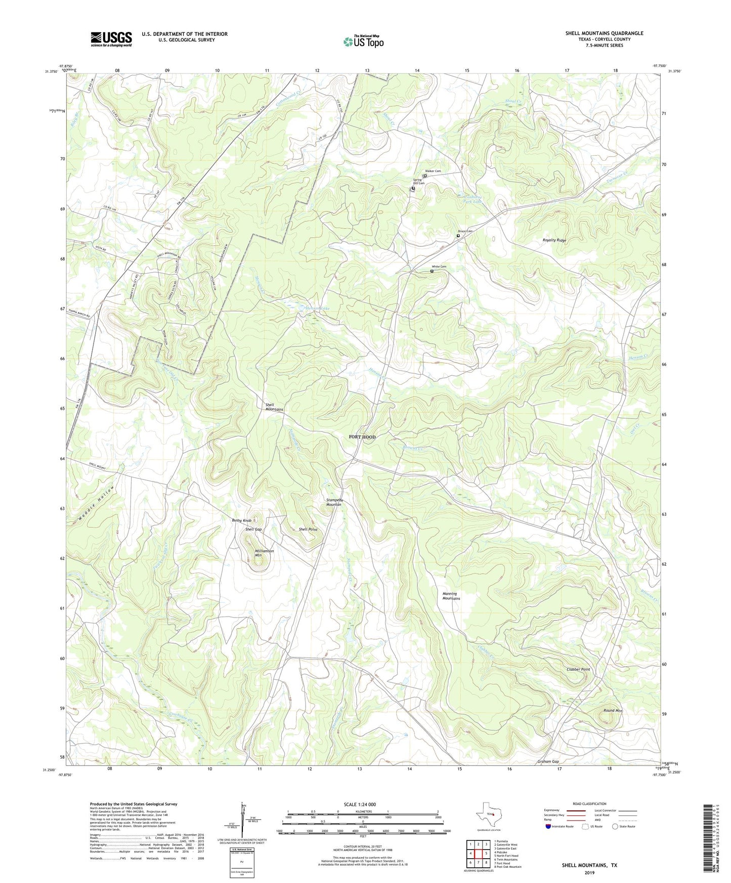 Shell Mountains Texas US Topo Map Image