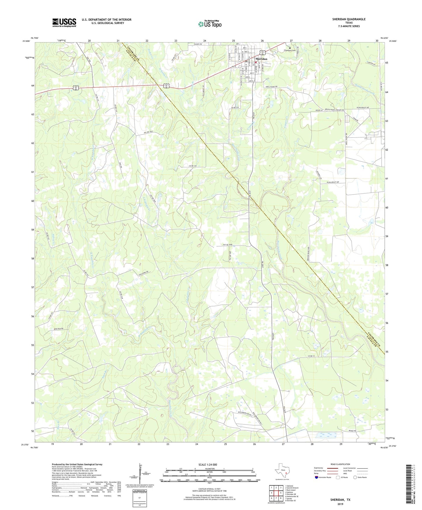 Sheridan Texas US Topo Map Image