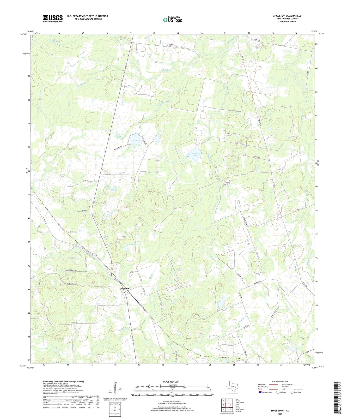 Singleton Texas US Topo Map Image