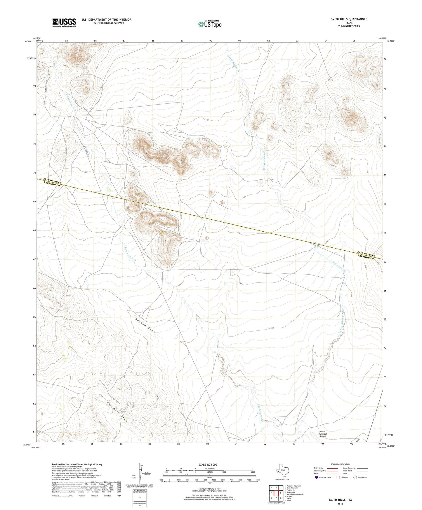 Smith Hills Texas US Topo Map Image