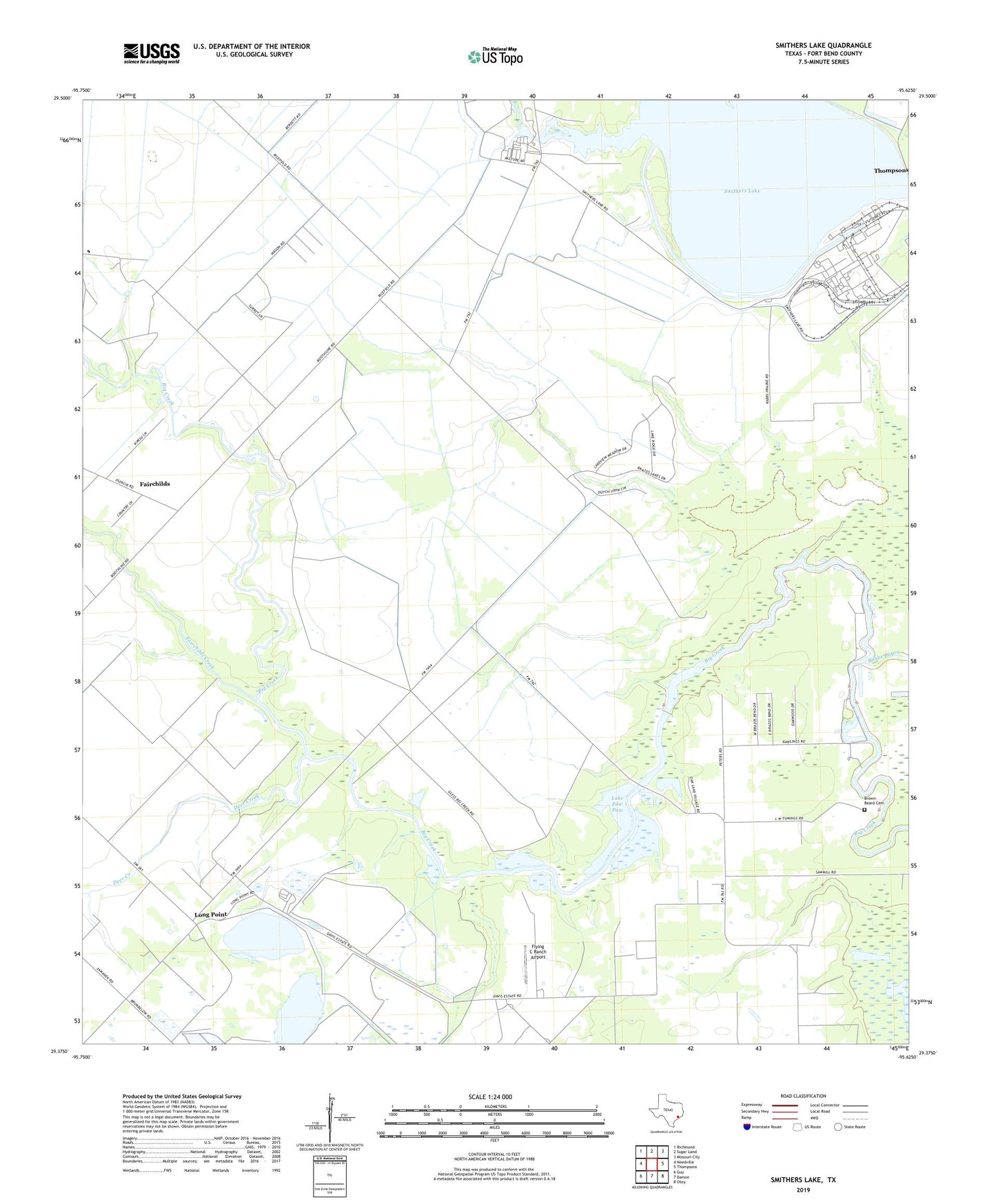 Smithers Lake Texas US Topo Map Image